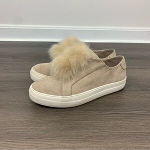 Candie’s Pom Pom Platform Slip On Sneakers Tan Size 10